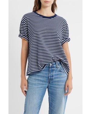 Frank & Eileen Perry Stripe Cotton Crewneck T-Shirt - Blue
