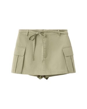 Mango Falda Cotton Blend Skort - Natural