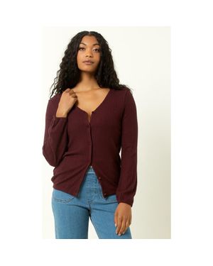 Single Stitch Cable Knit Cardigan - Red