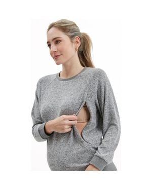 Nom Maternity Heart On My Sleeve Maternity & Nursing Sweatshirt - Gray