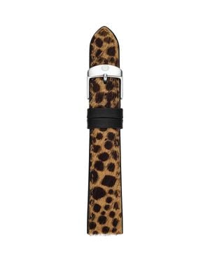 Michele 16Mm Leopard Print Genuine Calf Hair Watch Band - Metallic