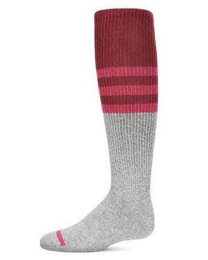 Memoi Two-Tone Stripe Knee-High Socks - Red