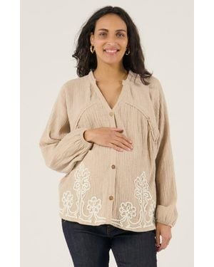 Cache Coeur Maternity And Nursing Blouse Sarah - Natural