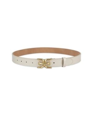 Sam Edelman Logo Buckle Leather Belt - White