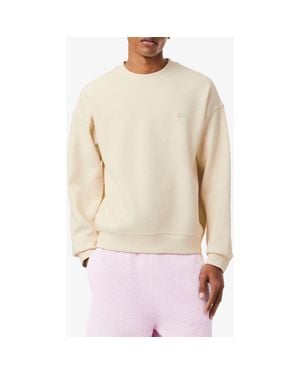 Lacoste Relaxed Fit Cotton Blend Piqué Sweatshirt - Natural
