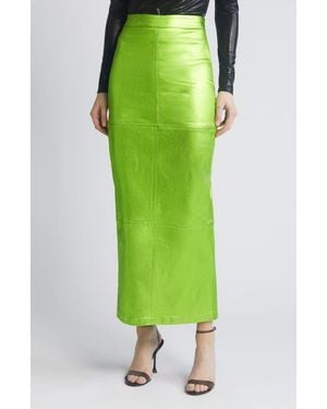 NIKKI LUND Iggy Metallic Maxi Skirt - Green
