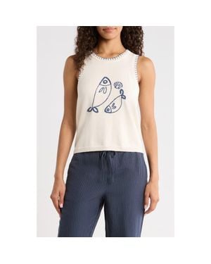 Marine Layer Marisol Whipstitch Cotton Sweater Tank - Natural
