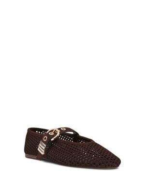 Steve Madden Lela Perforated Mary Jane Flat - Brown