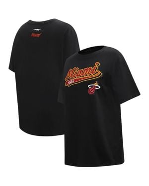Pro Standard Miami Heat Script Boyfriend T-Shirt - Black