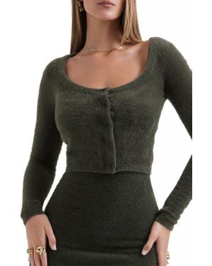 House Of Cb Gene Chenille Crop Cardigan - Black