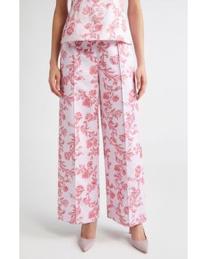 Emilia Wickstead Daffy Floral Damask Taffeta Faille Pants - Pink