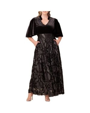 Kiyonna Radiant Opulence Mixed Media Ballgown - Black