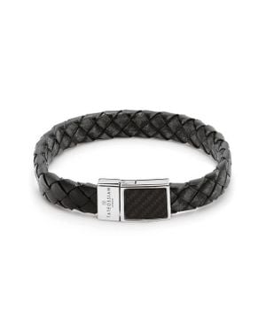 Tateossian Carbon Woven Leather Bracelet - Black