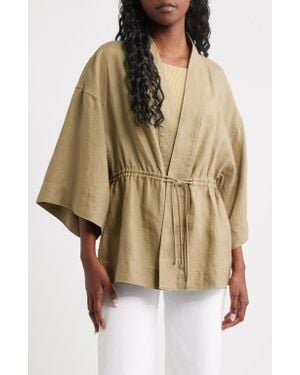 & Other Stories Linen Drawstring Jacket - Green