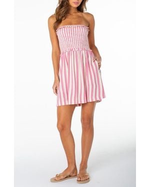 Roxy Avalon Stripe Strapless Midi Dress - Red