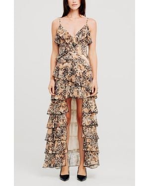 Torn By Ronny Kobo Alicia Floral Print High/Low Dress - Natural