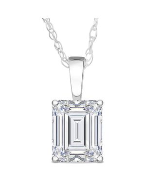 Bliss Diamond 2 Ct Emerald Diamond Solitaire Pendant 14K Lab Grown - White