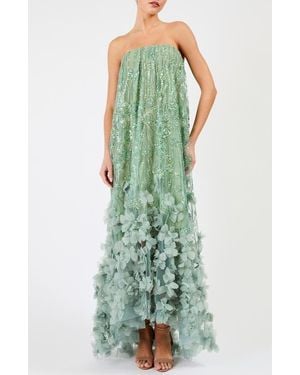 HELSI Alice Strapless 3D Floral Sequin High Low Gown - Green