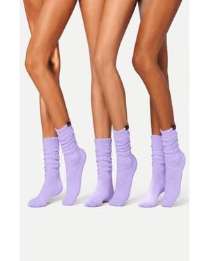 LECHERY 3 Pairs Of Scrunch Socks - Purple