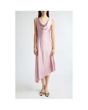 Jason Wu Washed Satin Asymmetric Bias Cut Dress - Pink