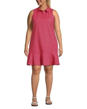 Lands' End Seersucker Tennis Dress - Red