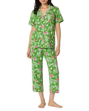 Bedhead Print Stretch Organic Cotton Crop Pajamas - Green