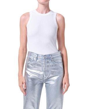 Agolde Leigh Rib Racerback Tank - Blue