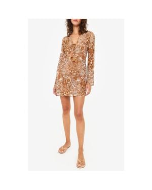 Cami NYC Madeira Long Sleeve Lace Overlay Minidress - Brown