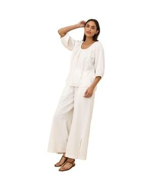 Pact Organic Cotton Coastal Double Gauze Split Hem Pant - Natural
