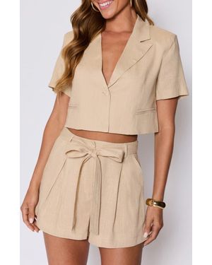 Vici Collection Modern Muse Crop Short Sleeve Jacket - Natural