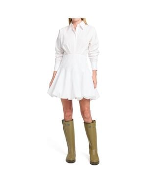 Twp Mila Cotton Poplin Bubble Hem Shirtdress - White