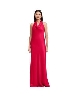 Ghost Elara Cowl Front Satin Maxi Dress - Red