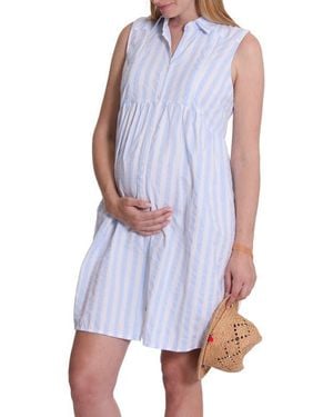 Cache Coeur Agathe Maternity And Nursing Shirt Dress - Blue