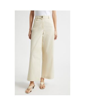 Toccin Nell Cotton Twill Wide Leg Pants - Natural