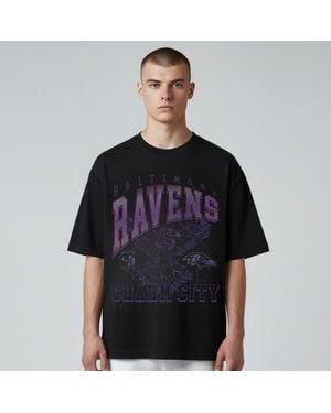 The Wild Collective Baltimore Ravens Charm City Football T-Shirt - Black