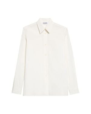 Jil Sander Cutout Back Long Sleeve Cotton Shirt - White