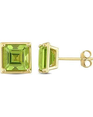 Julianna B Peridot Square Stud Earrings 14K - Green