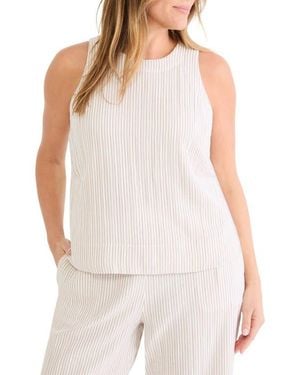 NIC+ZOE Pinstripe Gauze Sleeveless Top - White