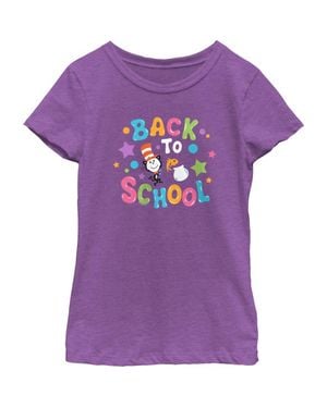 Dr. Seuss Girls' Colorful Back To School T-Shirt - Purple