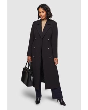 Wallis Double Crepe Trench Coat - Black