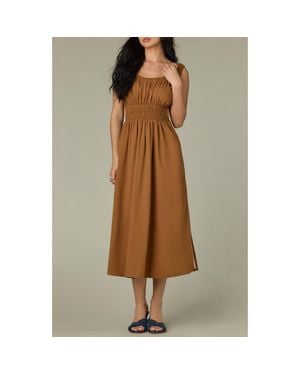 Wit & Wisdom Smocked Waist Sleeveless Midi Dress - Natural
