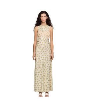 Sandro Flower Print Maxi Dress - Metallic