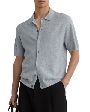 Reiss Phoenix Chevron Knit Wool Full Button Cardigan - Gray