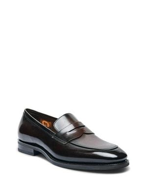 Santoni Gregor Patent Leather Penny Loafer - Black