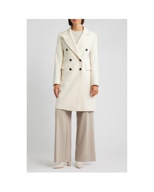 Fleurette Bianca Double Breasted Wool Coat - Natural