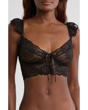 Coquette Lace Longline Bralette - Black