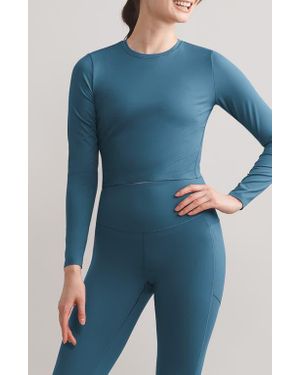 Rhone Serene Fitted Long Sleeve Performance Top - Blue