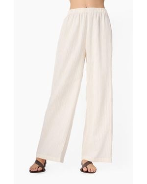 Cami NYC Lima Metallic Stripe Wide Leg Cotton Pants - White