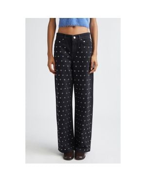 Monse Grommet Detail Straight Leg Jeans - Blue