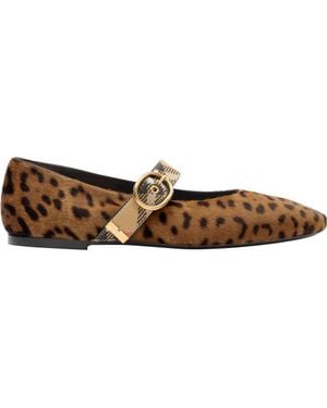 Burberry Leopard Print Robin Ballerinas - Brown
